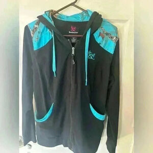 Bushmaster mossy oak women’s hooded full zip sweatshirt jacket size large black